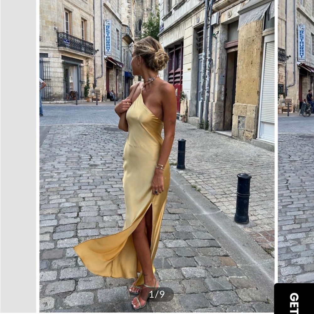 Elegant Gold One-Shoulder Dress
